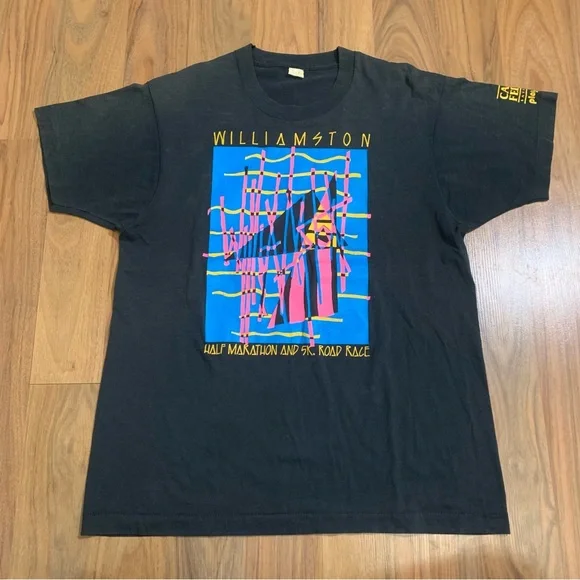 T-shirt Vintage 1984 San Francisco Marathon USA - Bleu, Taille XS/S - Coton - Occasion En Bon état (détails)